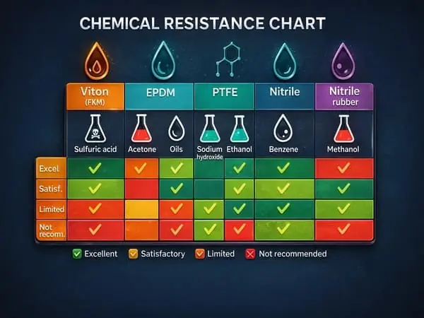 Chemical and Oil Resistance Chart for EPDM, Viton and Nitrile Rubber Extrusions